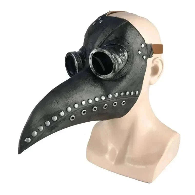 Black Rubber Plague Doctor Mask for Halloween and Cosplay-04