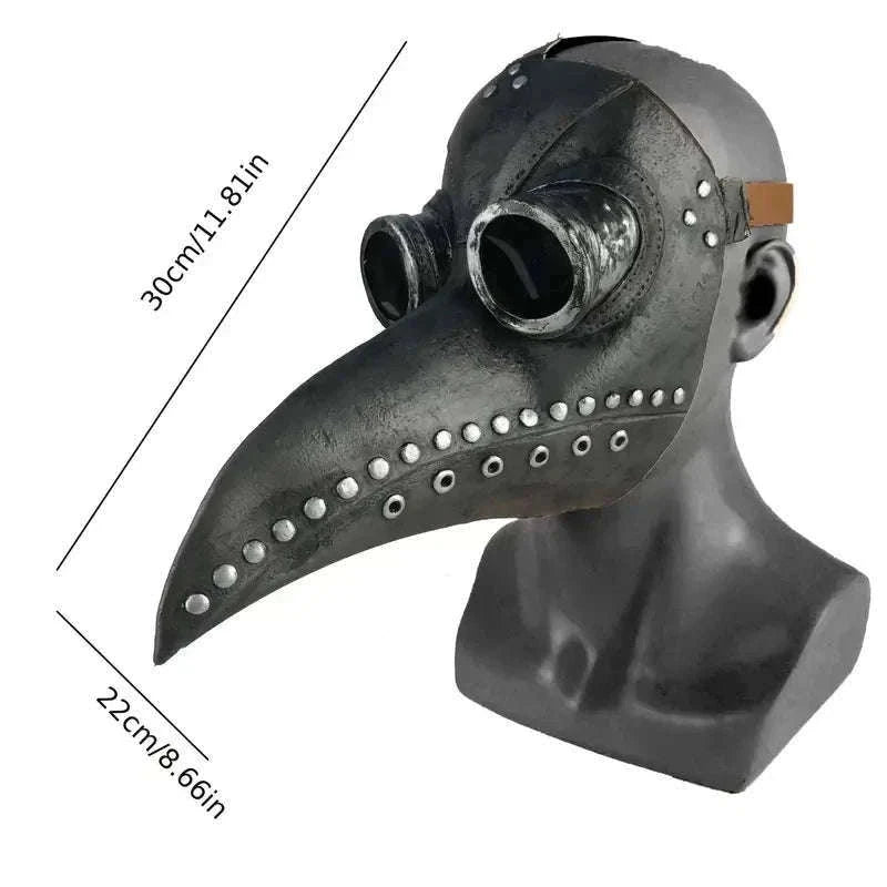 Black Rubber Plague Doctor Mask for Halloween and Cosplay-04