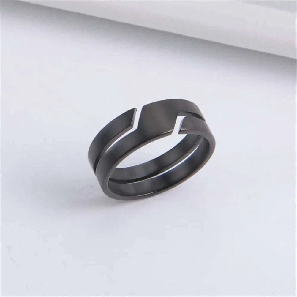 Black Stainless Steel Ring for Men and Women, 6mm-10 / Black