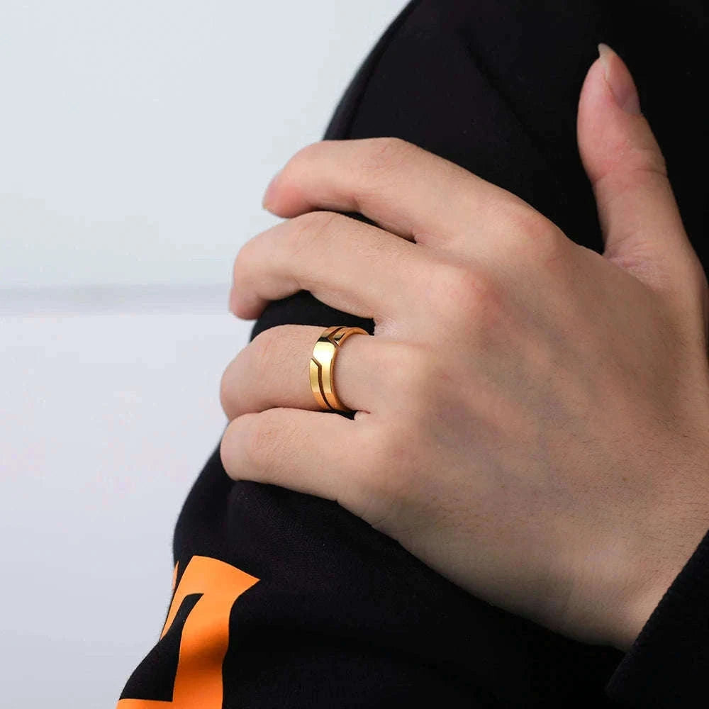 Black Stainless Steel Ring for Men and Women, 6mm-10 / Black