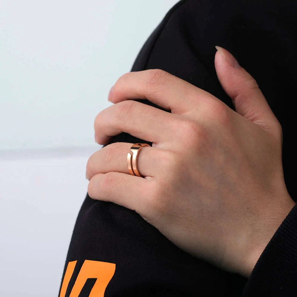 Black Stainless Steel Ring for Men & Women-10 / Black