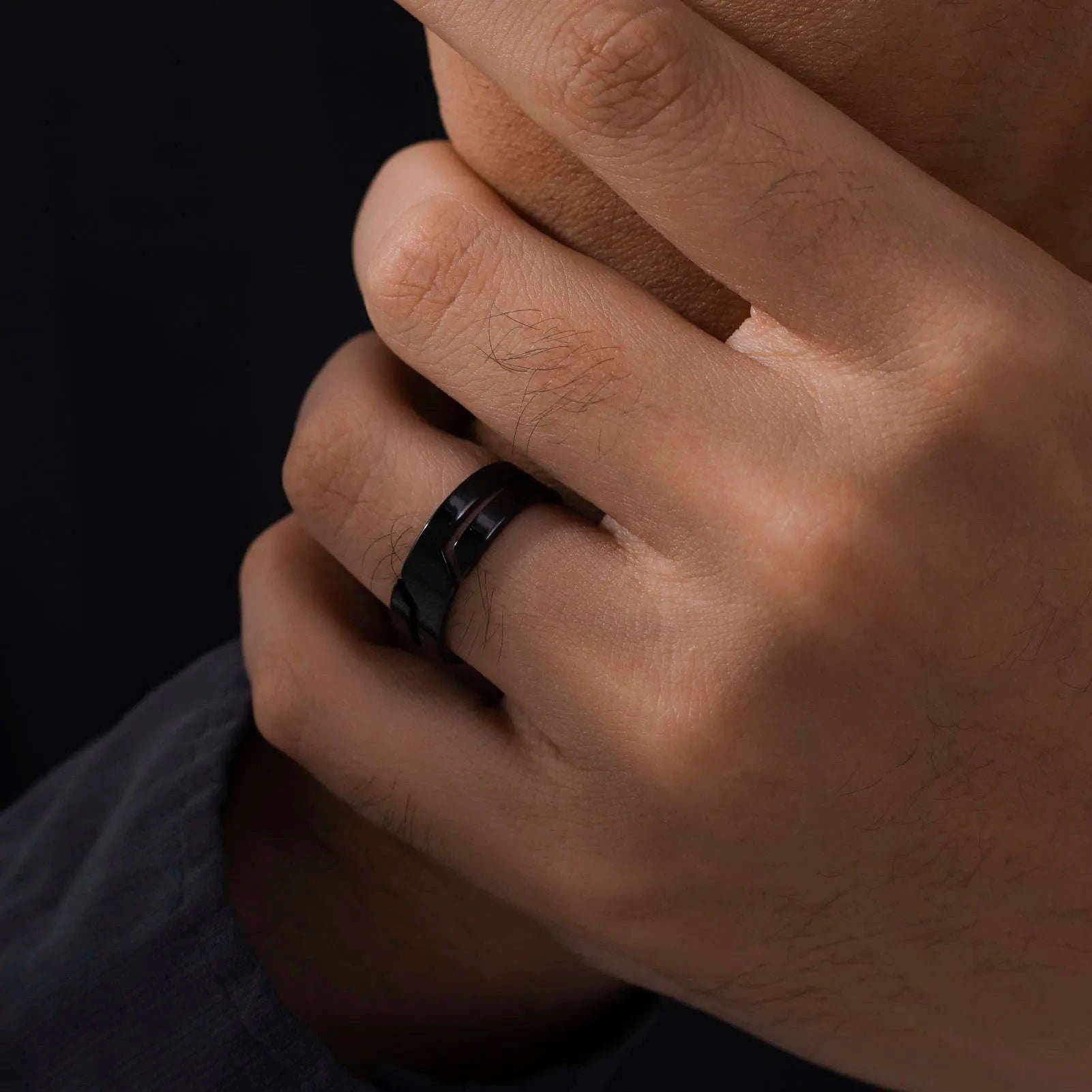 Black Stainless Steel Ring for Men & Women-10 / Black