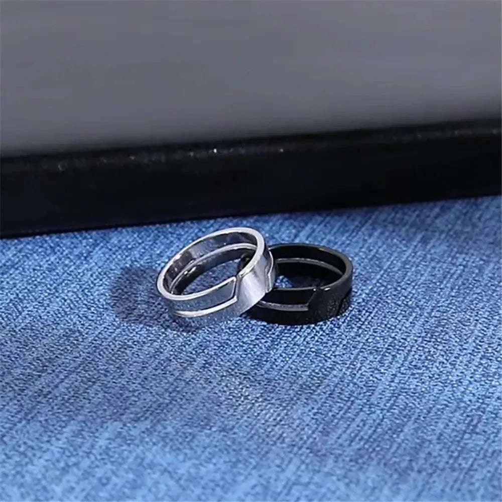 Black Stainless Steel Ring for Men & Women-10 / Black