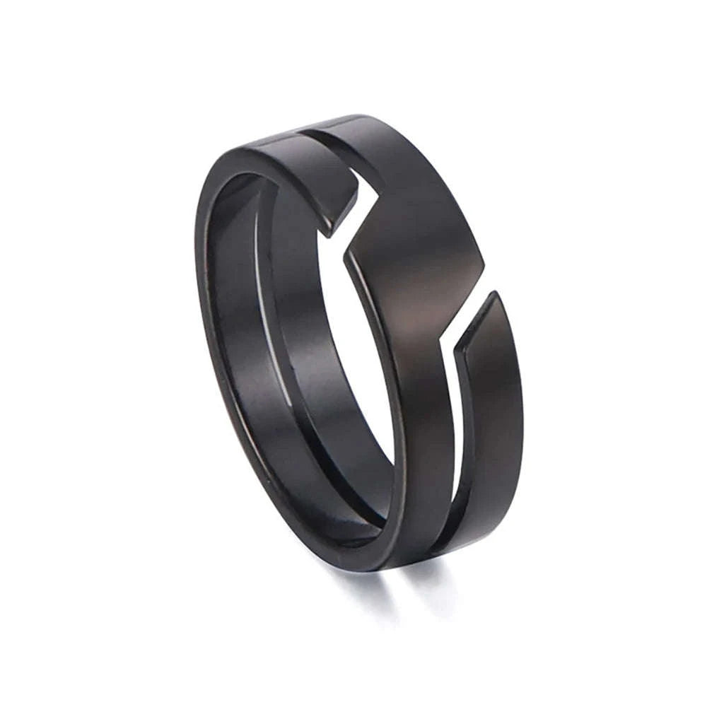 Black Stainless Steel Ring for Men & Women-10 / Black