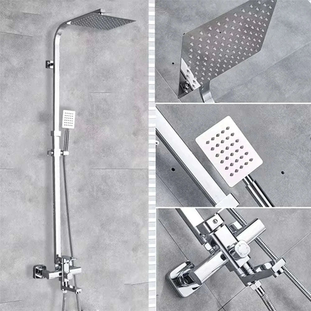 Black Wall Mounted Shower Faucet Set with Swivel Spout-Brushed Nickel / United States