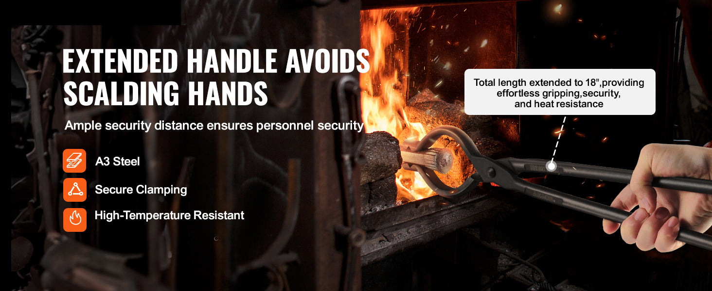 Ensemble de pinces de forgeron VEVOR – pinces de forge en acier au carbone de 18 pouces