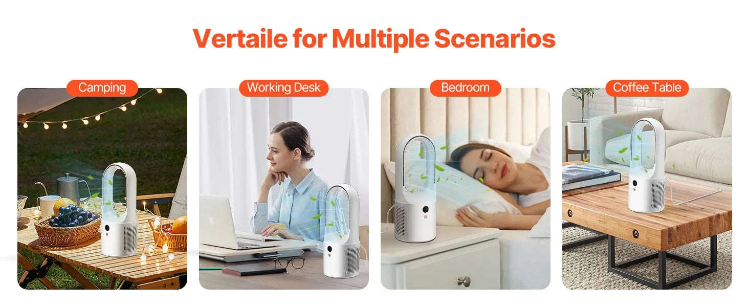 Bladeless Desk Fan with 6 Speeds Quiet 7W Cooling Tower-Without battery / United States