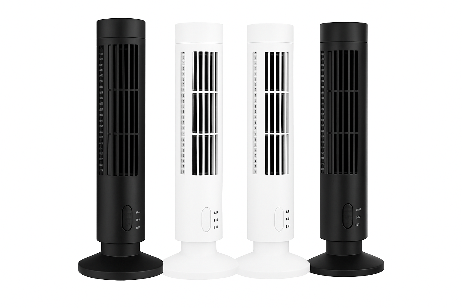 Bladeless LED Tower Fan with USB Power and 90° Oscillation