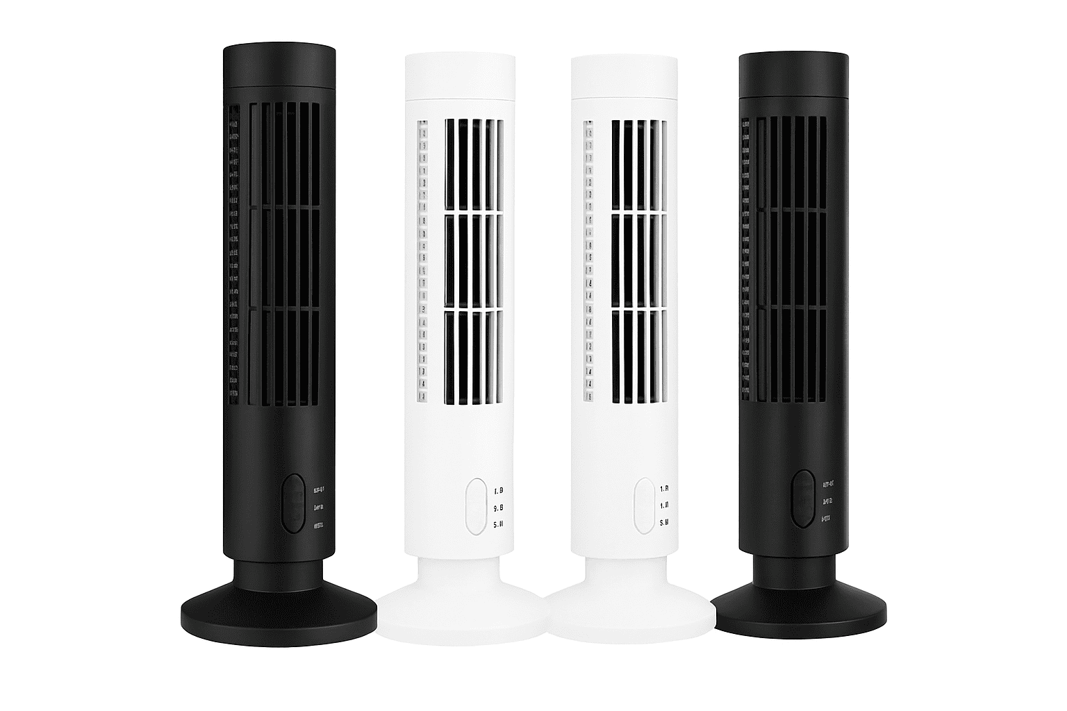 Bladeless LED Tower Fan with USB Power and 90° Oscillation-Black 38x10cm / United States
