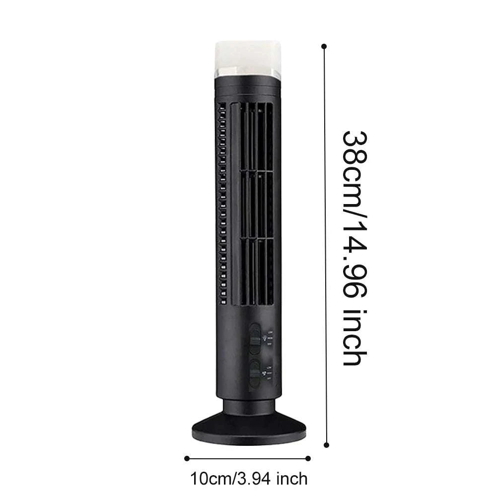 Bladeless LED Tower Fan with USB Power and 90° Oscillation-Black 38x10cm / United States