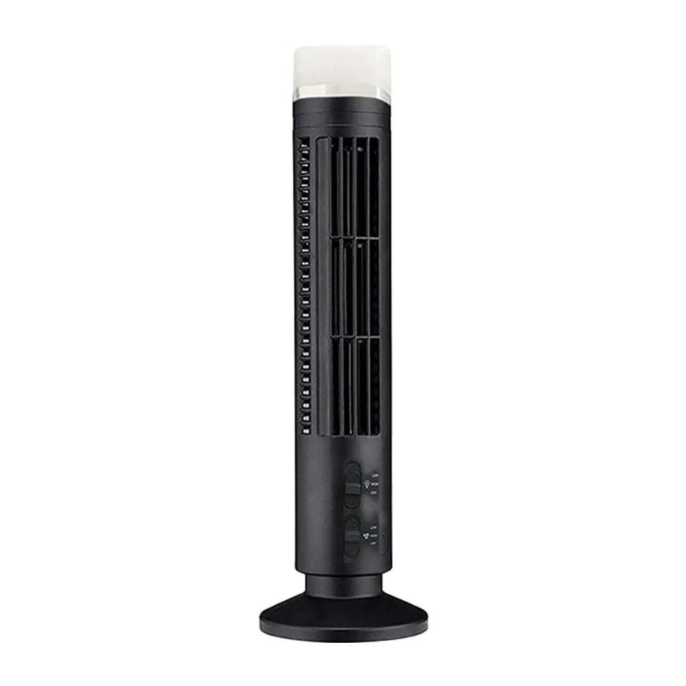 Bladeless LED Tower Fan with USB Power and 90° Oscillation-Black 38x10cm / United States