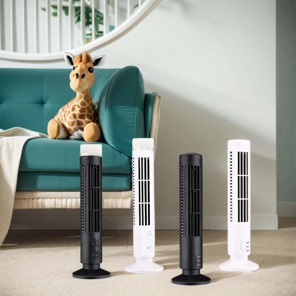 Bladeless LED Tower Fan with USB Power and 90° Oscillation-Black 38x10cm / United States