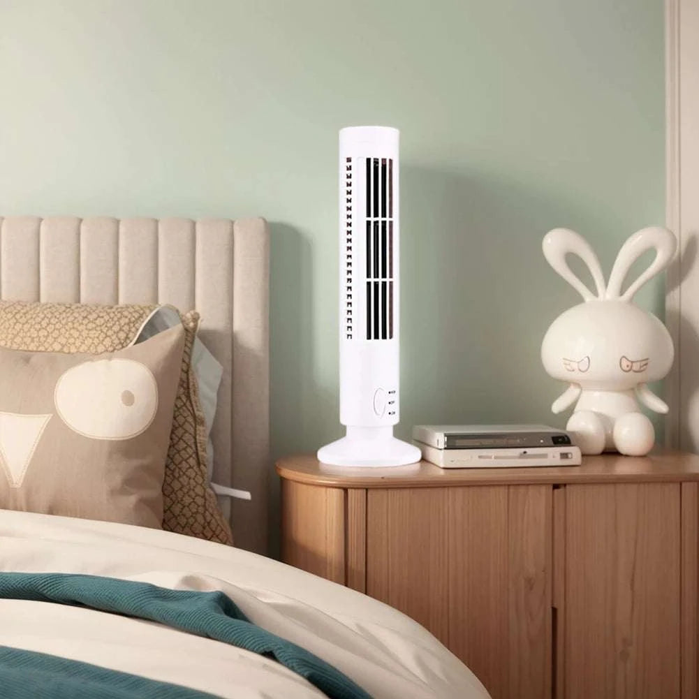 Bladeless LED Tower Fan with USB Power and 90° Oscillation-Black 38x10cm / United States