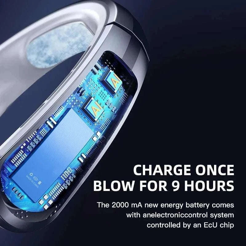 Bladeless Neck Fan 8000mAh USB Rechargeable LED Display-Rose Gold