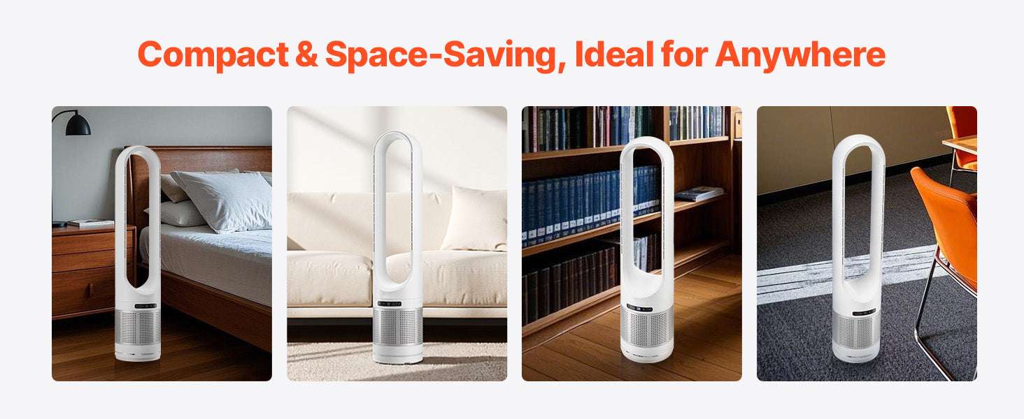Bladeless Tower Fan with 8 Speeds, HEPA Purifier & Remote-34 inch / United States