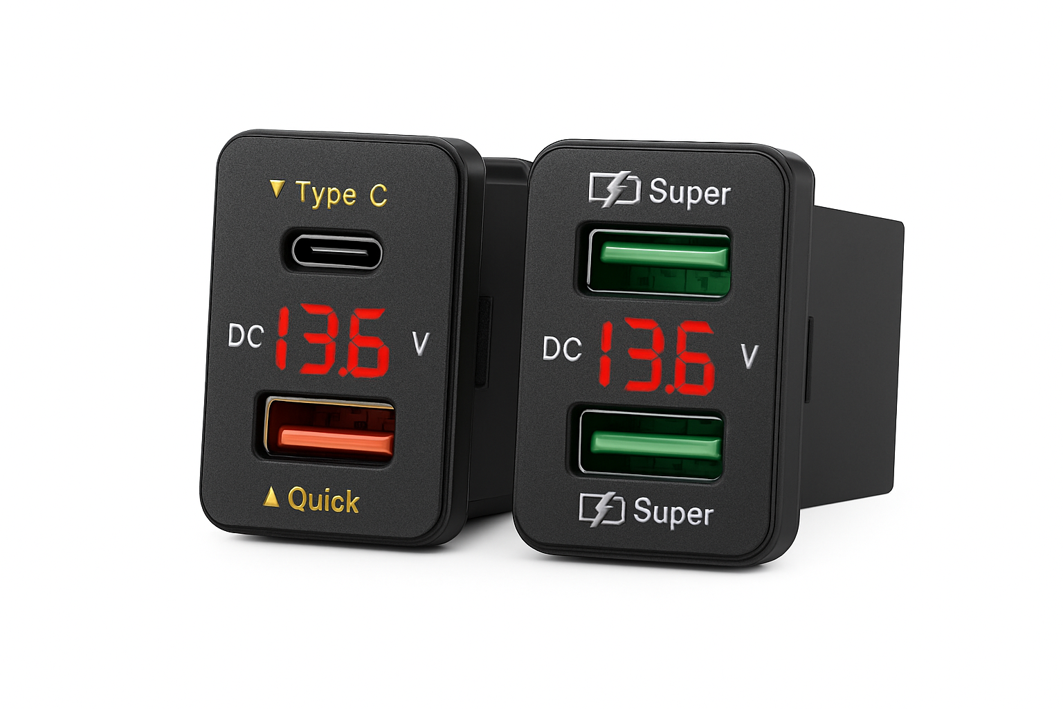 Автомобилен заряден адаптер BLALION 45W 5A QC PD 3.0 USB с бързо зареждане и LED дисплей за напрежение за серия Toyota