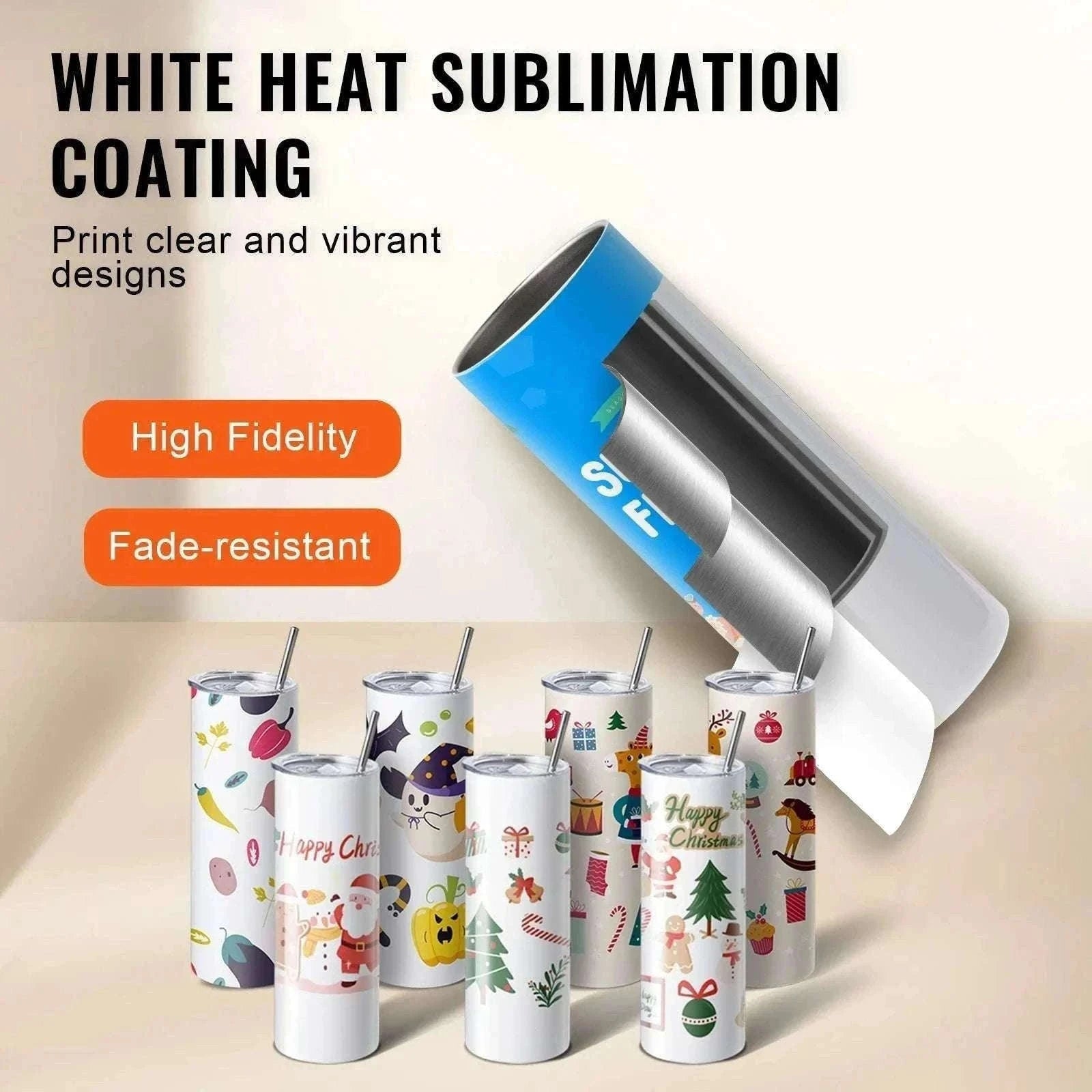 Blank Sublimation Tumblers Bulk 20oz & 30oz Stainless Steel Cups-8PCs 20oz / france / 501-600ml
