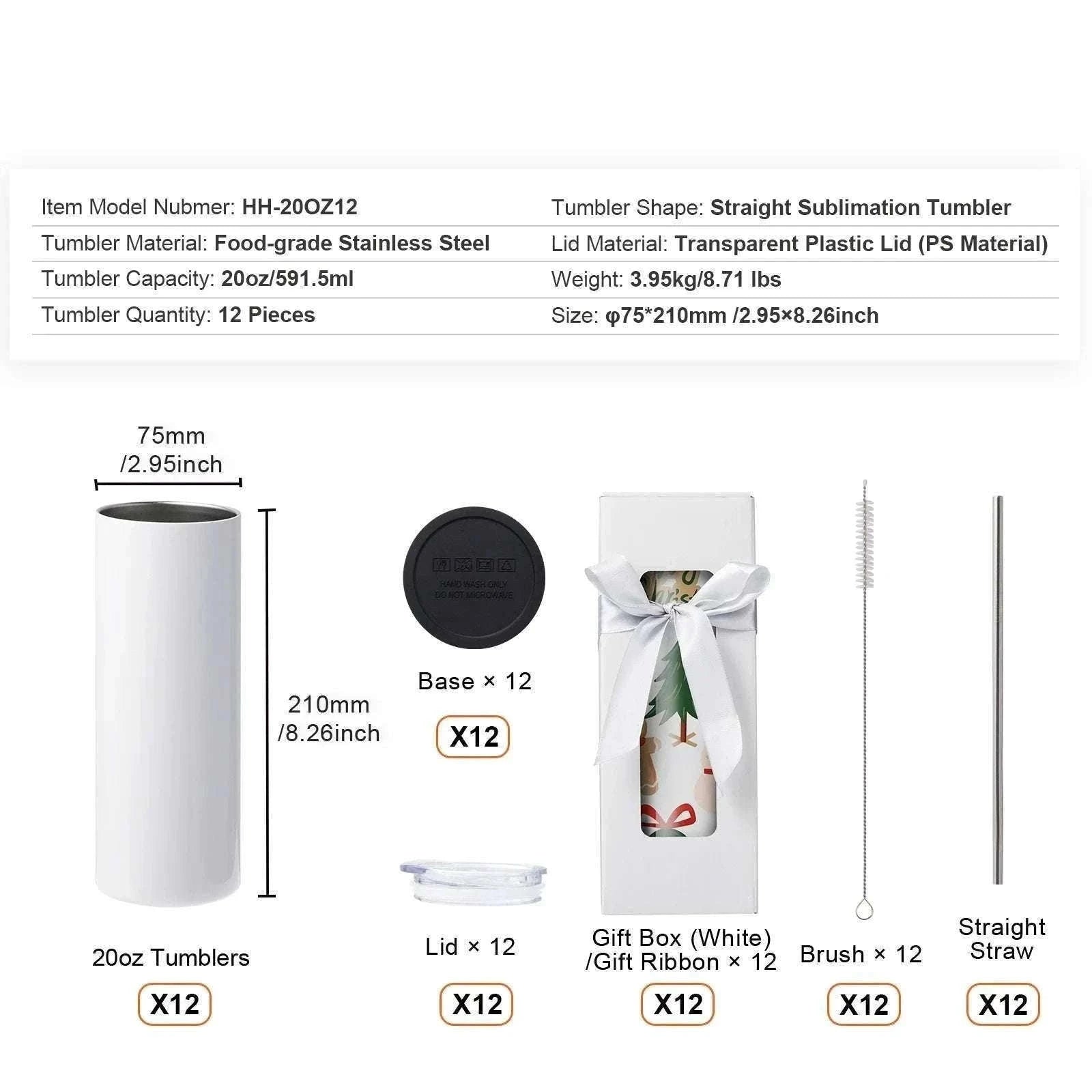 Blank Sublimation Tumblers Bulk 20oz & 30oz Stainless Steel Cups-8PCs 20oz / france / 501-600ml