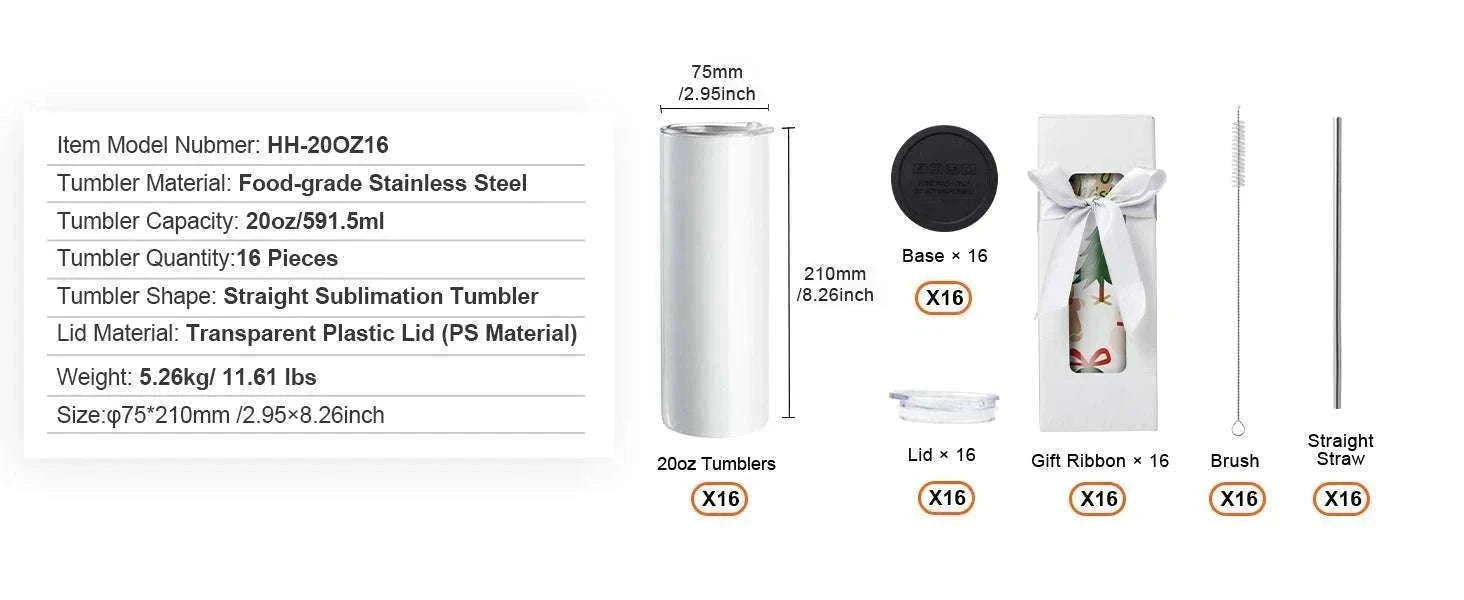 Blank Sublimation Tumblers Bulk 20oz & 30oz Stainless Steel Cups-8PCs 20oz / france / 501-600ml