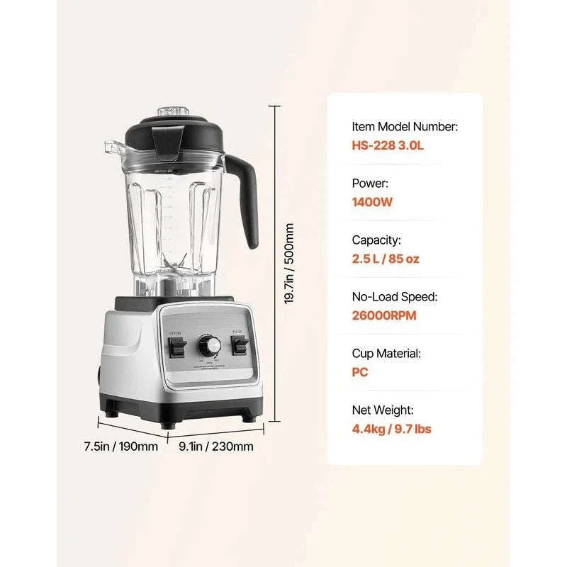 Blender for Smoothies 85 oz 1400W Professional Blender-United States / Red