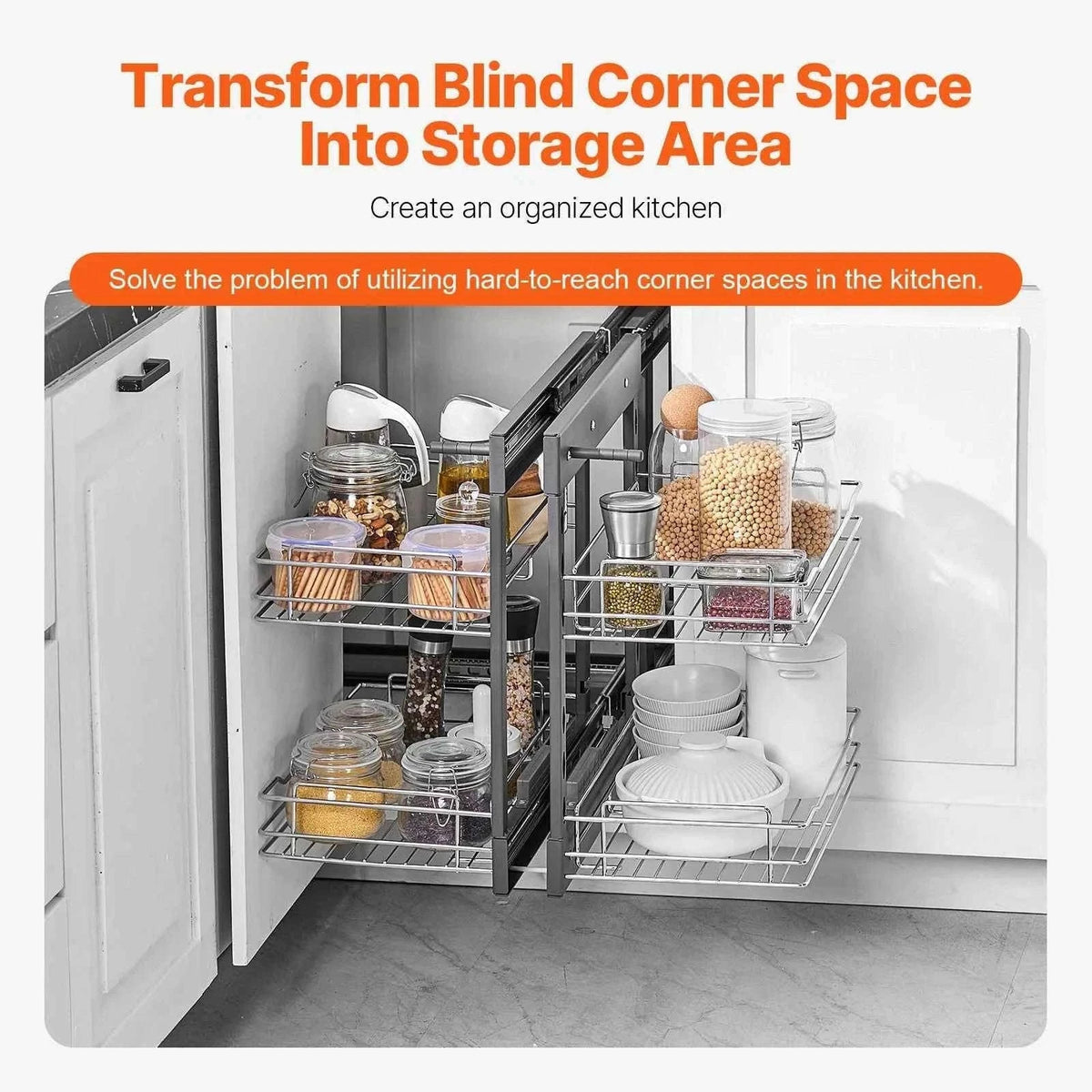 Blind Corner Pull Out Organizer with 4 Shelf Storage Baskets-2 layers / Germany