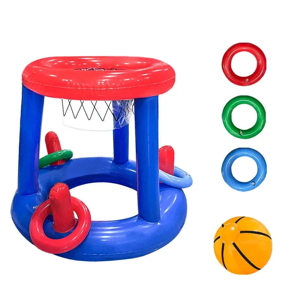 Blue Inflatable Basketball Rack for Pool Toss Games-Blue