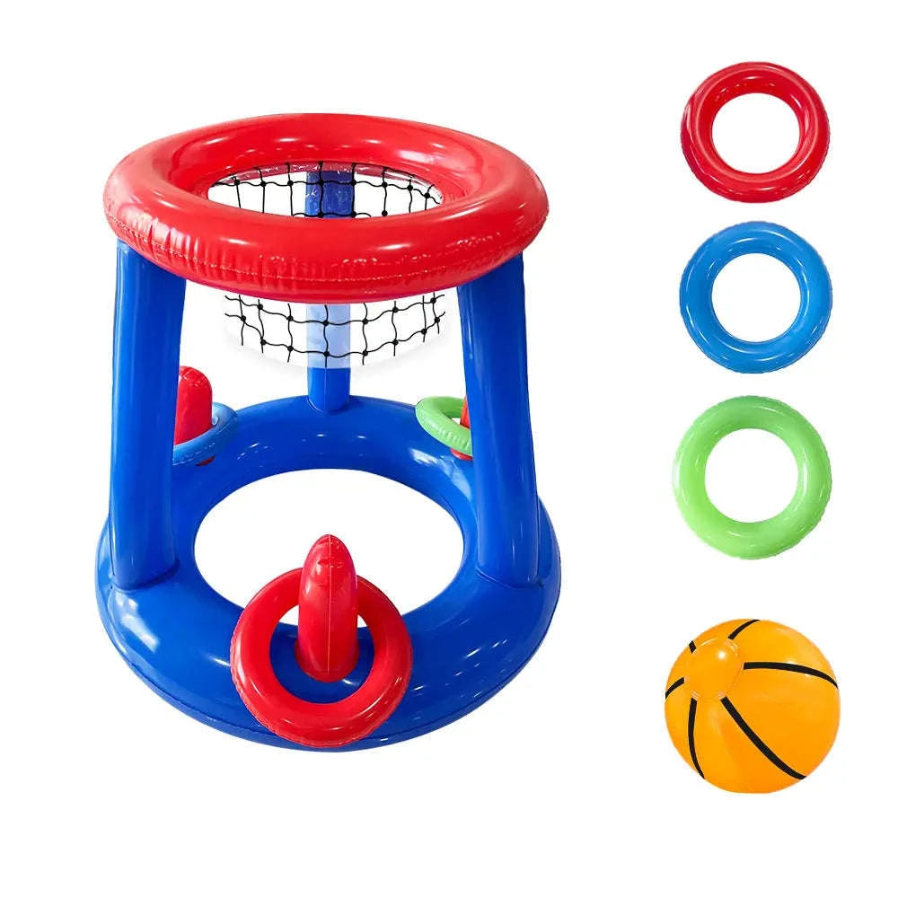 Blue Inflatable Basketball Rack for Pool Toss Games-Blue