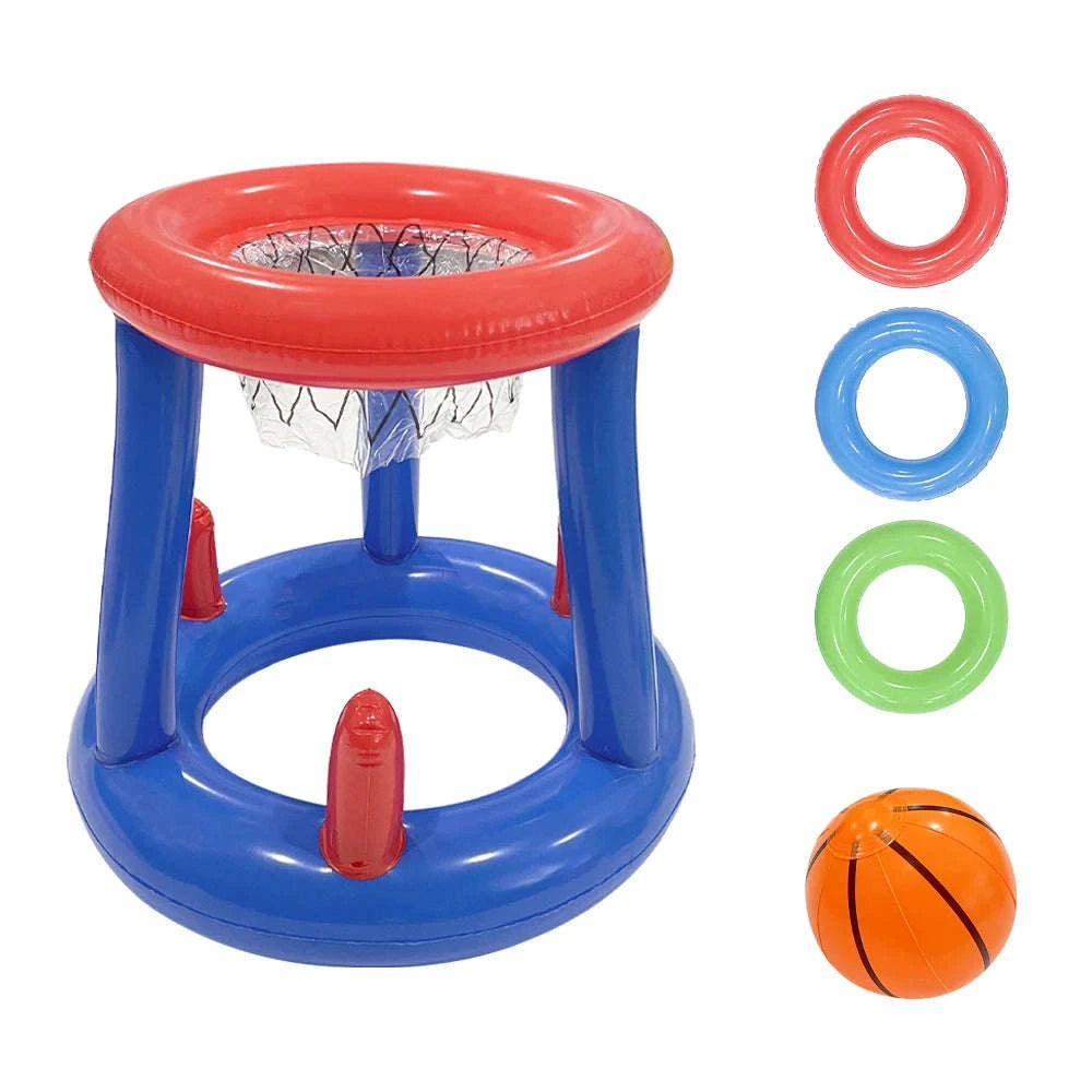 Blue Inflatable Basketball Rack for Pool Toss Games-Blue