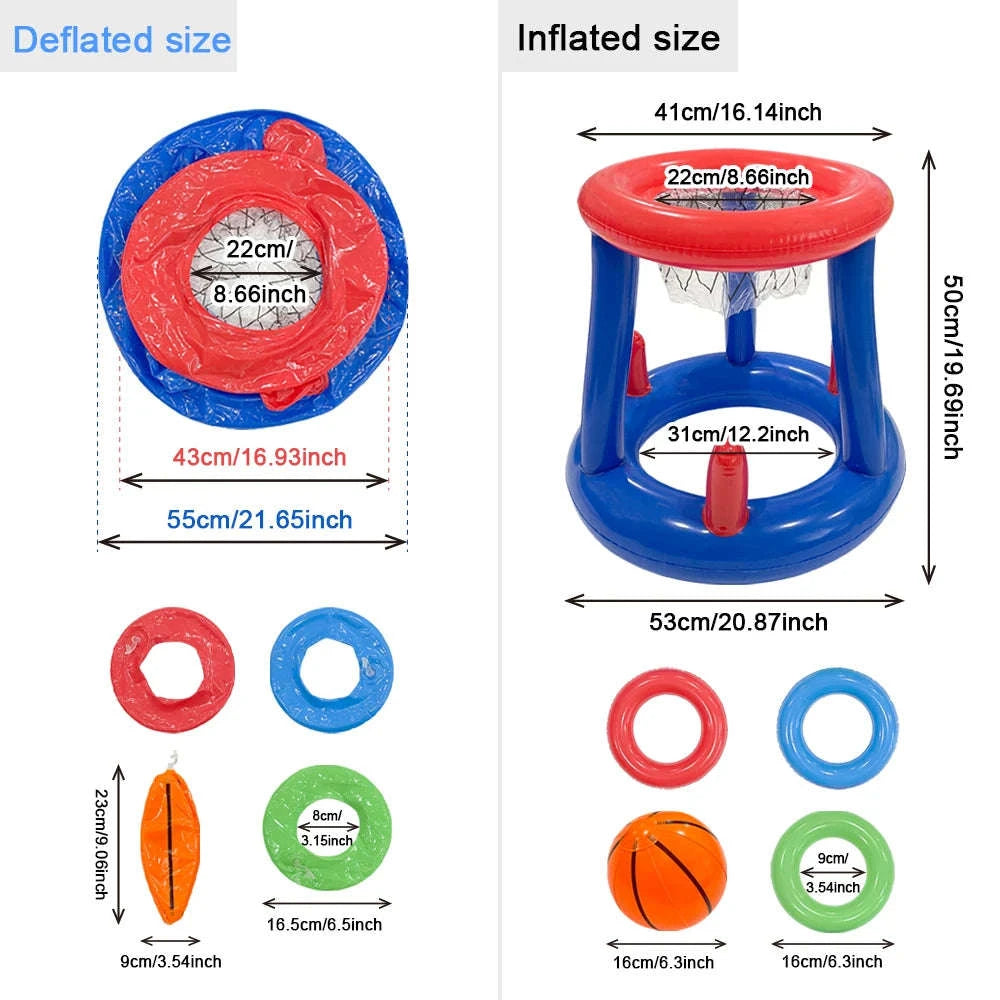 Blue Inflatable Basketball Rack for Pool Toss Games-Blue