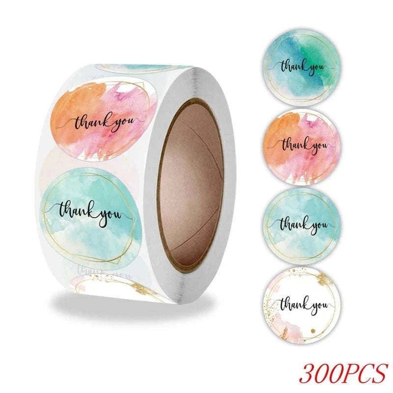 Blue Thank You Stickers for Packaging and Gifts-H0052-300pcs