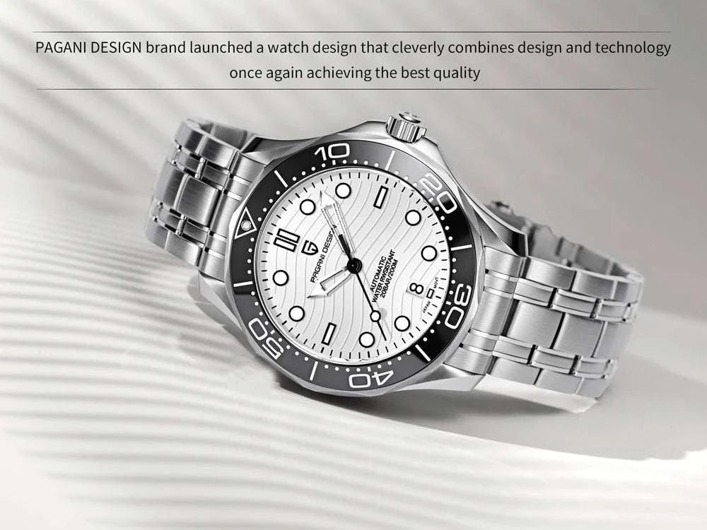 Blue Wave Dial Automatic Diver Watch with Sapphire Crystal-Rose Gold Green 2 / france