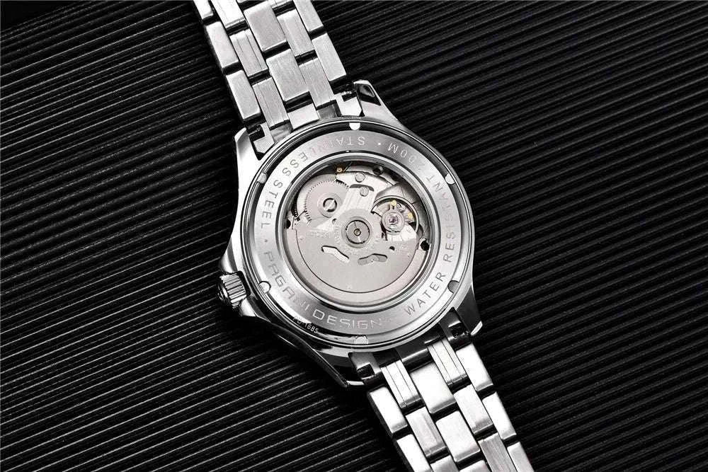 Blue Wave Dial Automatic Diver Watch with Sapphire Crystal-Rose Gold Green 2 / france