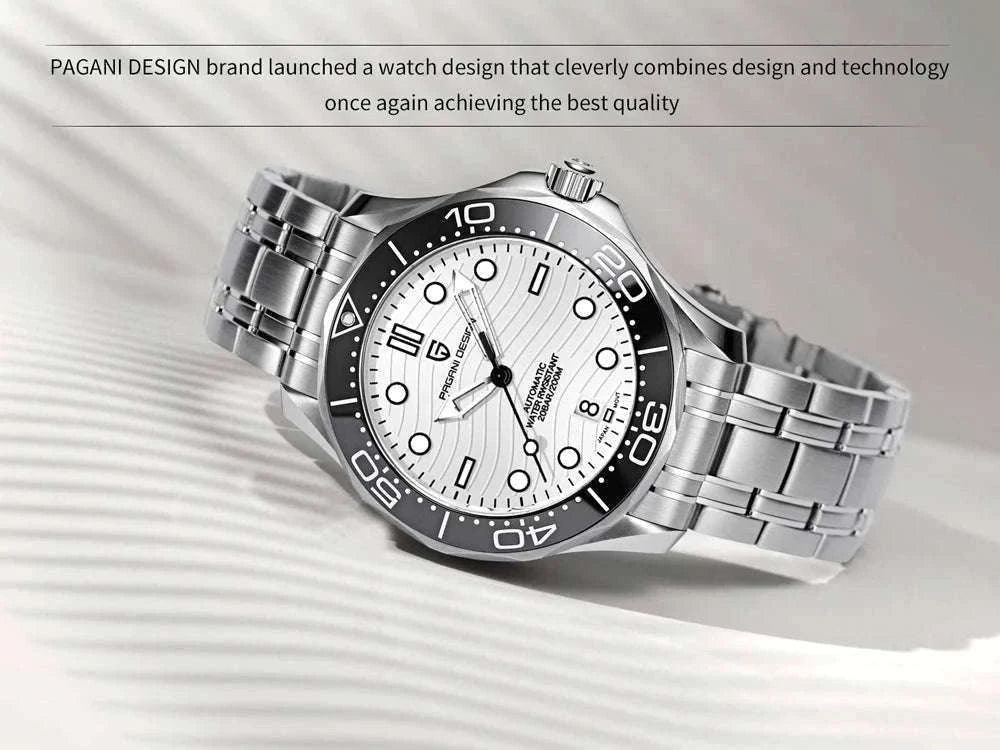 Blue Wave Dial Automatic Diver Watch with Sapphire Crystal-Rose Gold Green 2 / france