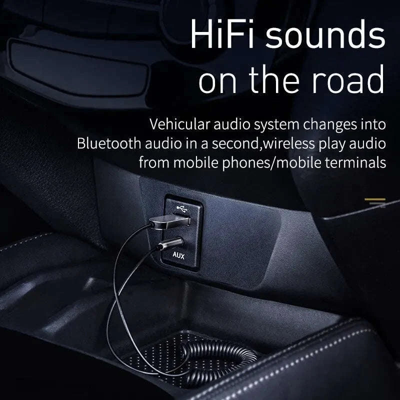 Bluetooth 5.0 AUX Car Adapter Cable 3.5mm Wireless Audio Receiver-Black