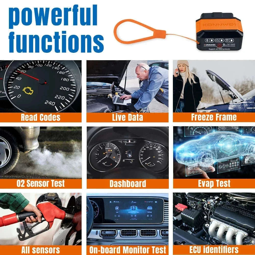 Bluetooth 5.0 OBD2 Scanner V1.5 for 12V Vehicles-KW906 Black / China Mainland