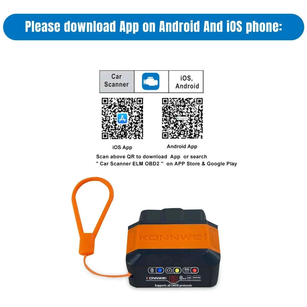 Bluetooth 5.0 OBD2 Scanner V1.5 for 12V Vehicles-KW906 Black / China Mainland