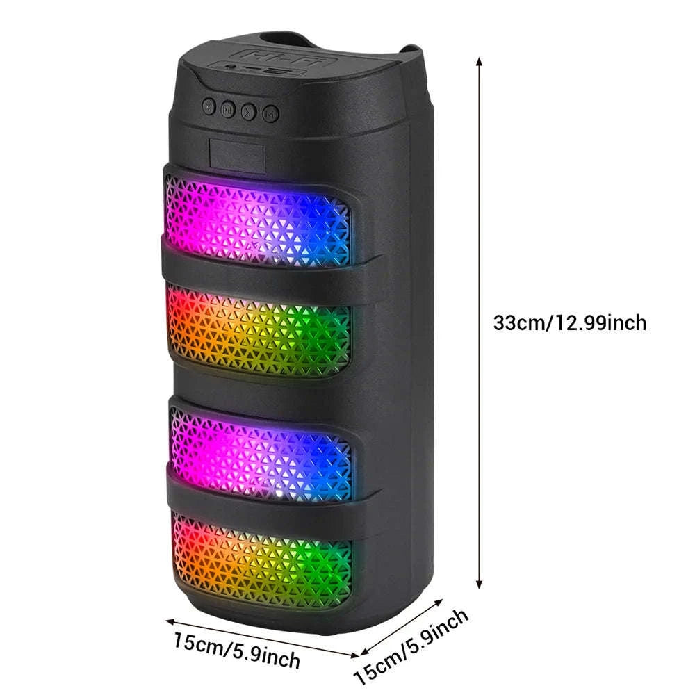 Bluetooth 5.0 Portable Speaker with Dual 4" Stereo & LED Lights-4" / United States