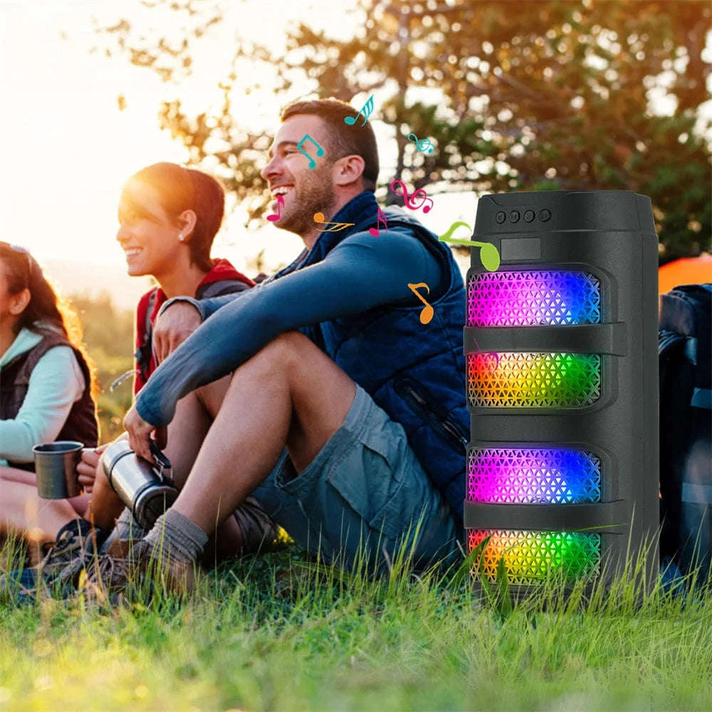 Bluetooth 5.0 Portable Speaker with Dual 4" Stereo & LED Lights-4" / United States