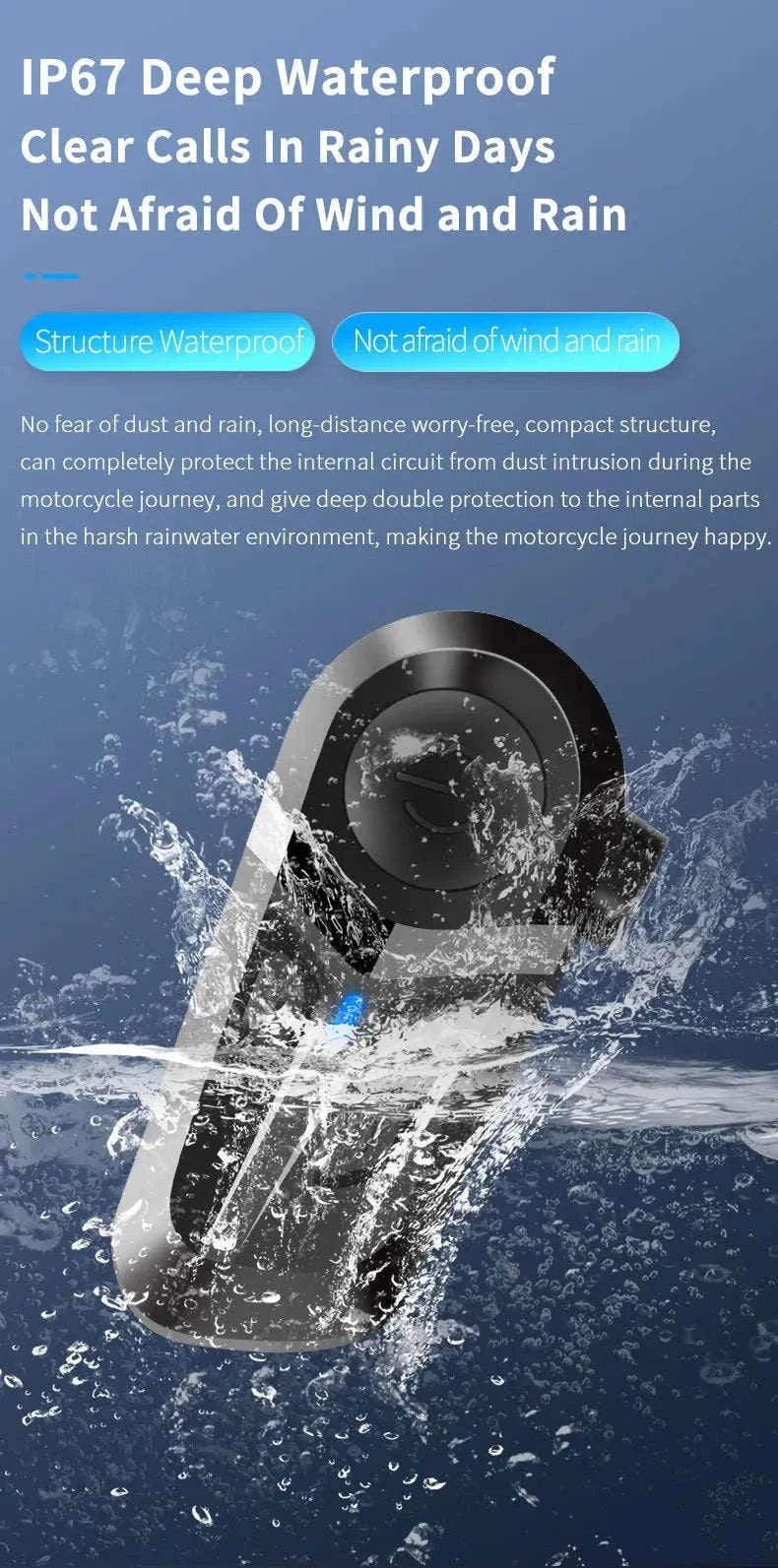 Bluetooth 5.3 Motorcycle Helmet Headset for Clear Riding Audio-Headset Hard Micro