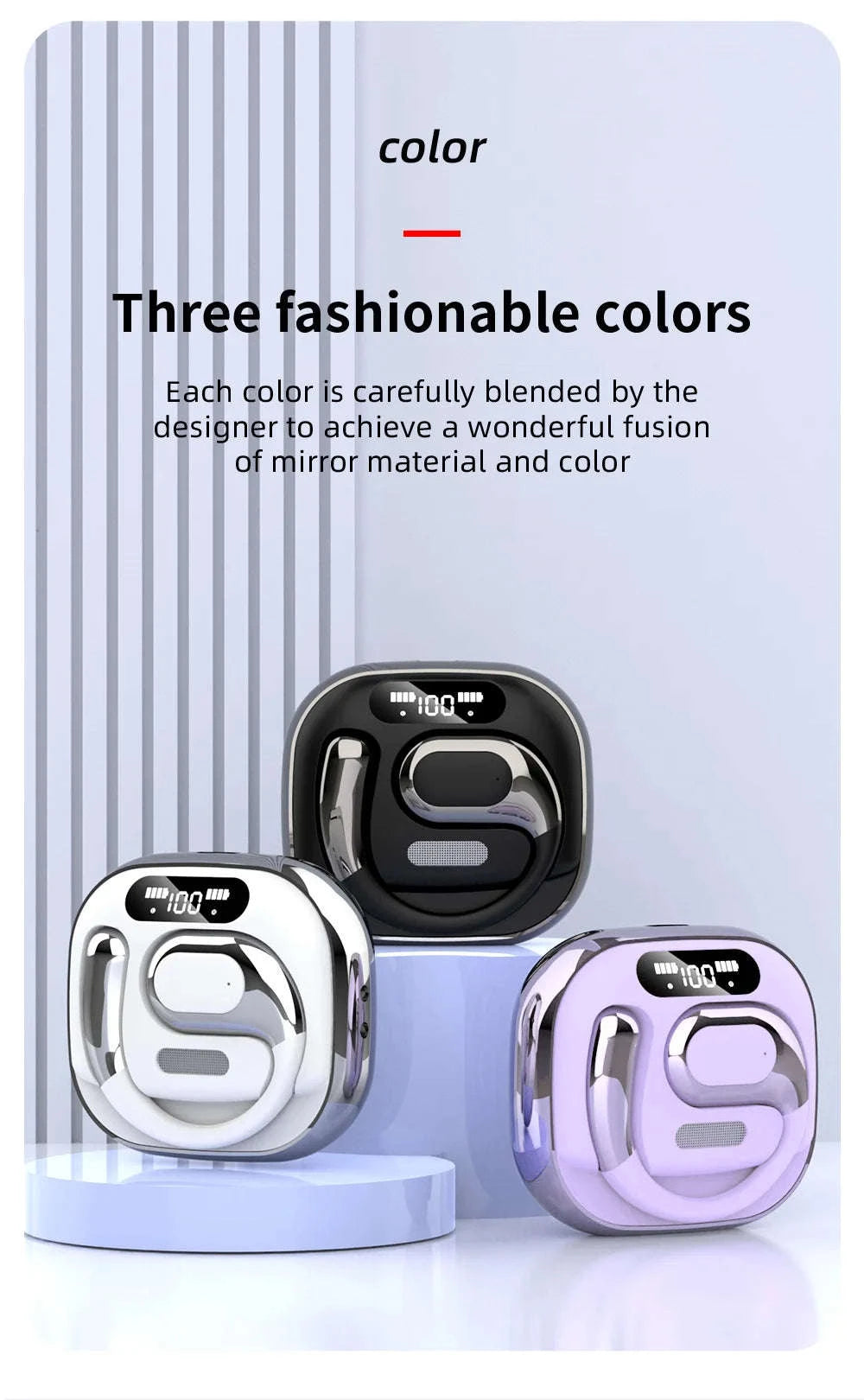 Bluetooth 5.3 Translation Earbuds with Long Battery & IPX4 Waterproof-PURPLE / United States