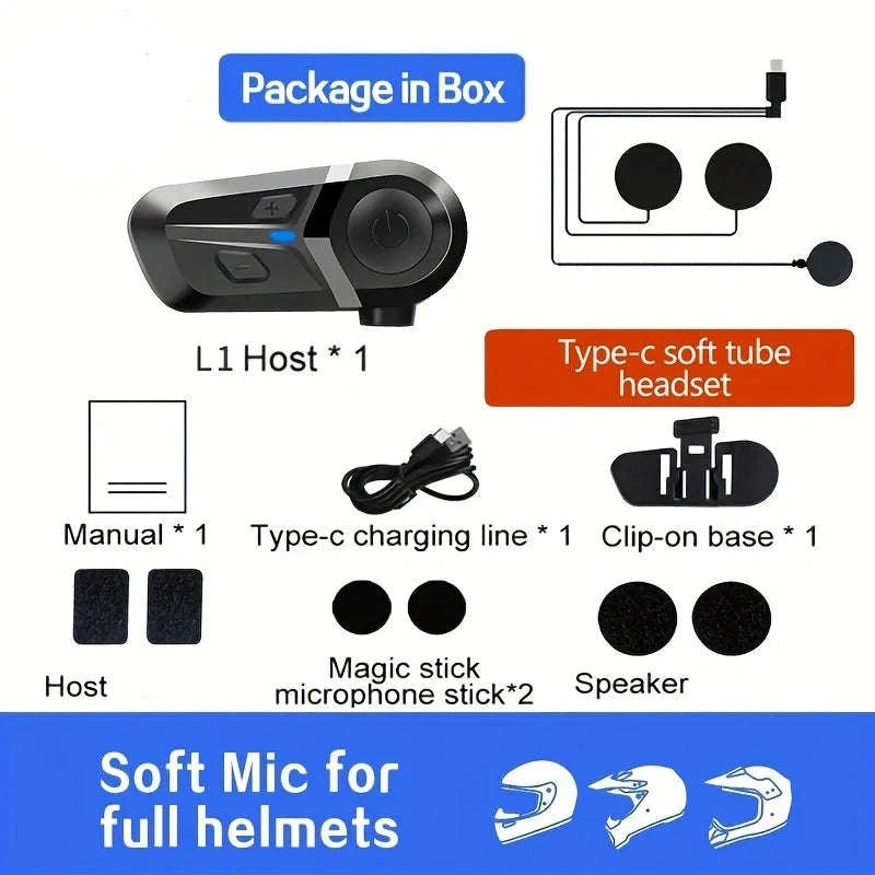 Bluetooth 5.3 Wireless Motorcycle Helmet Headset-Headset Hard Micro