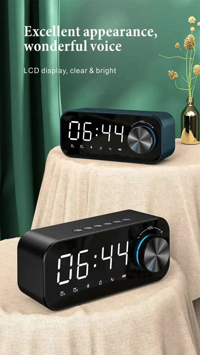 Bluetooth Alarm Clock Speaker with FM Radio & LED Display-white
