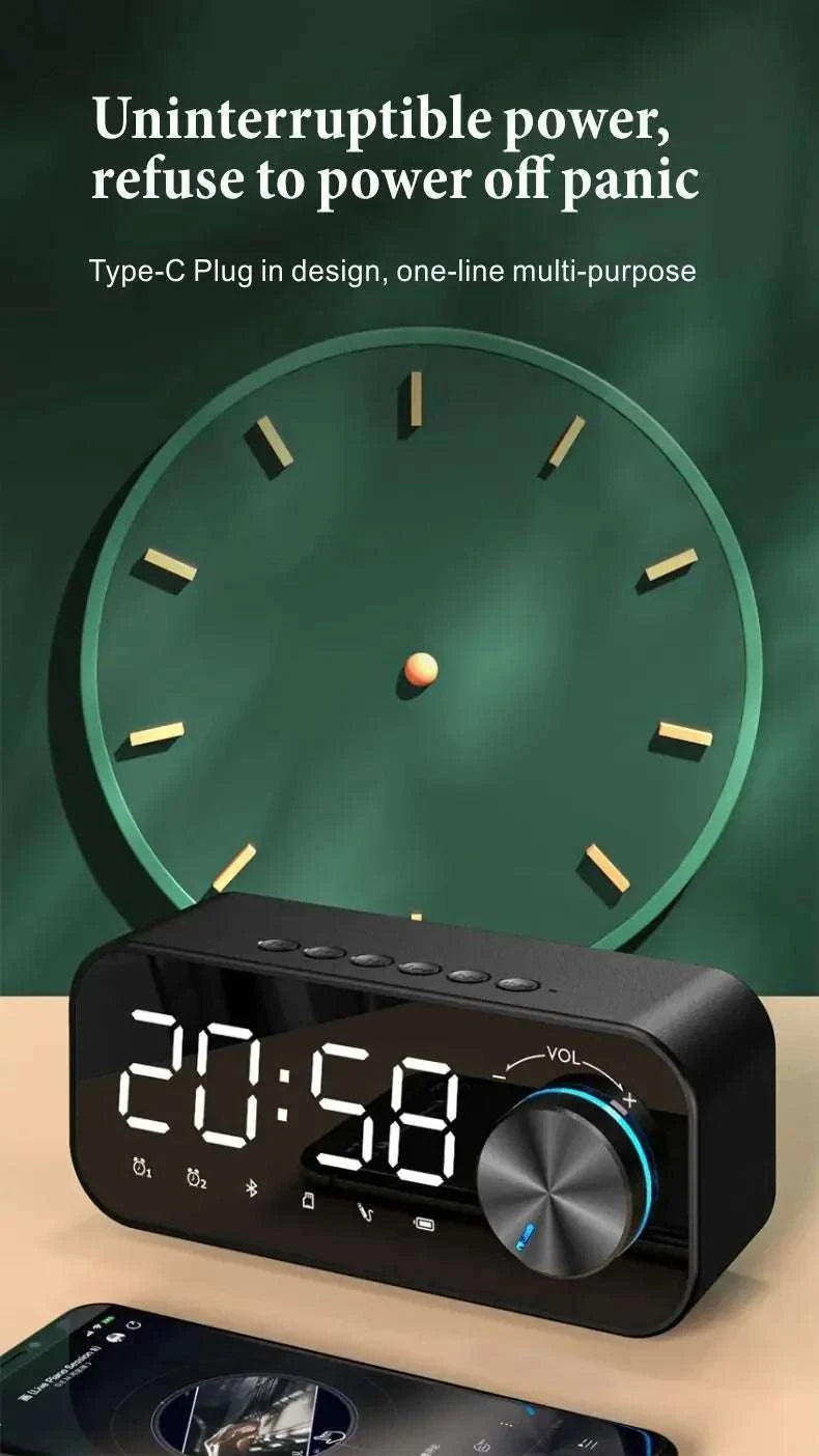 Bluetooth Alarm Clock Speaker with FM Radio & LED Display-white