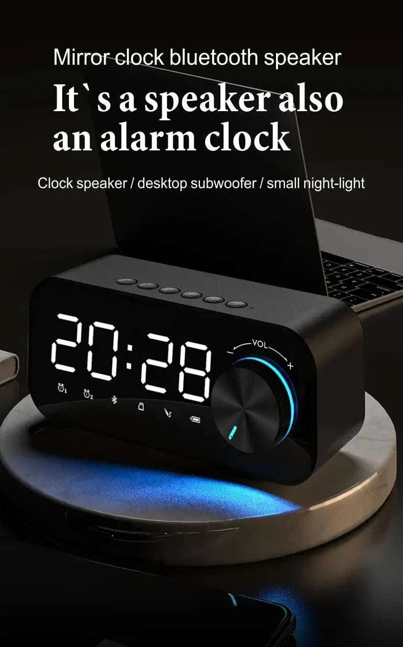 Bluetooth Alarm Clock Speaker with FM Radio & LED Display-white