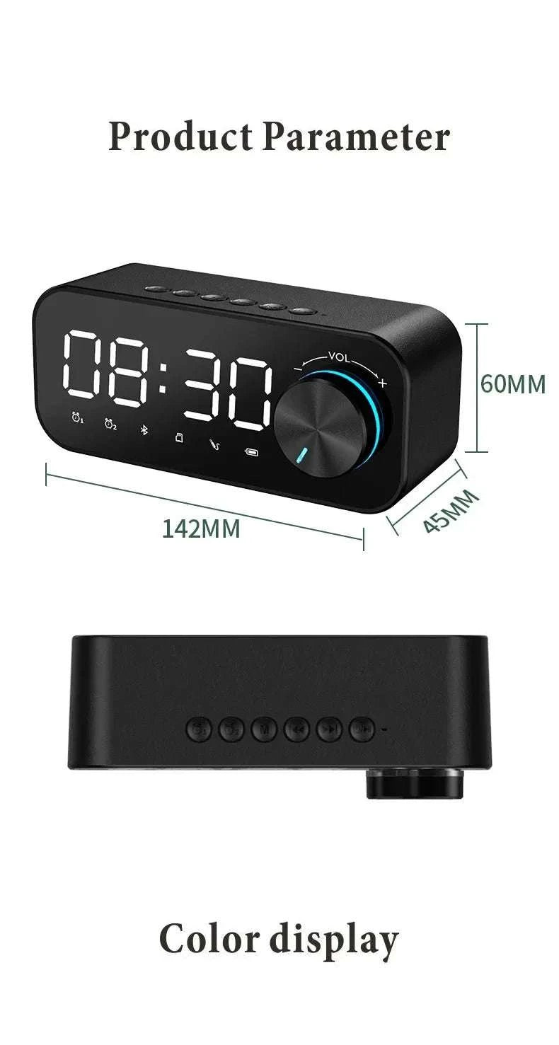 Bluetooth Alarm Clock Speaker with FM Radio & LED Display-white