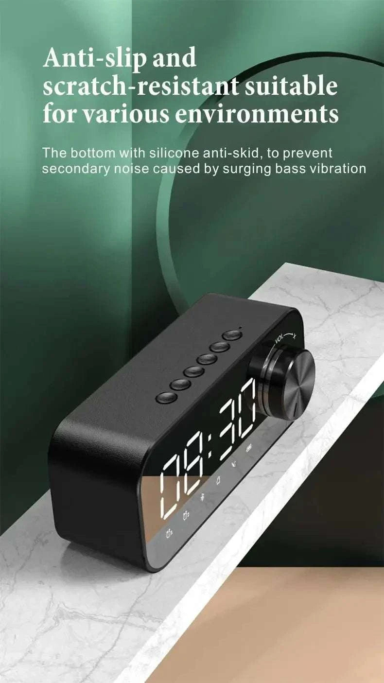 Bluetooth Alarm Clock Speaker with FM Radio & LED Display-white