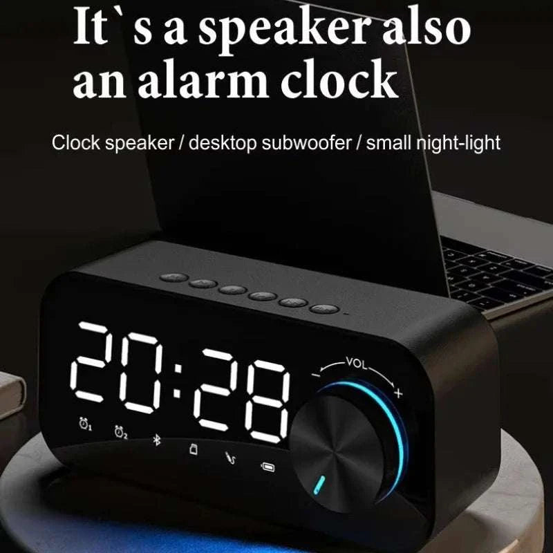Bluetooth Alarm Clock Speaker with FM Radio & LED Display-white