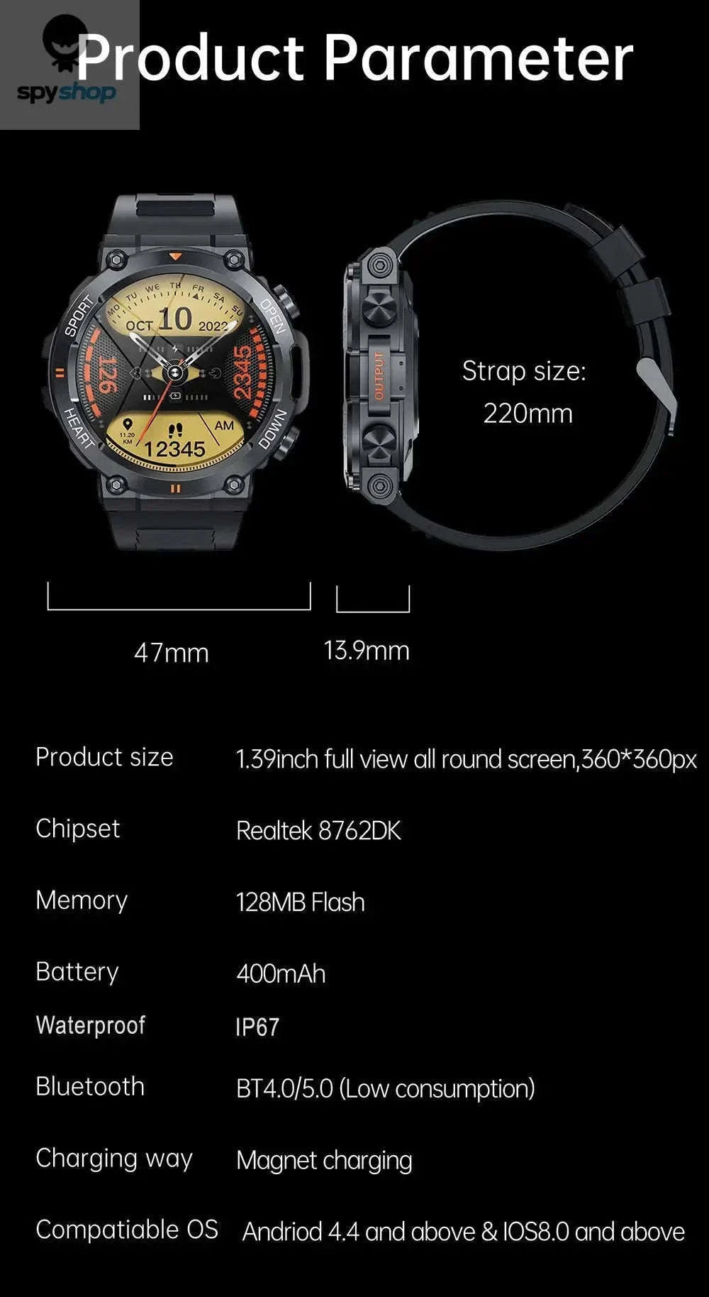 Bluetooth Call Smart Watch with 1.39-Inch HD Display-Steel Black