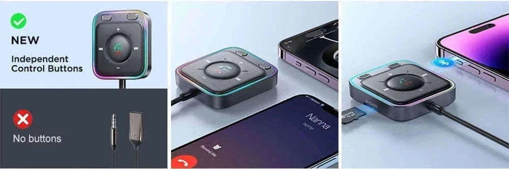 Bluetooth Car Adapter with Dual Mic for Clear Calls and Audio-Black / CHINA