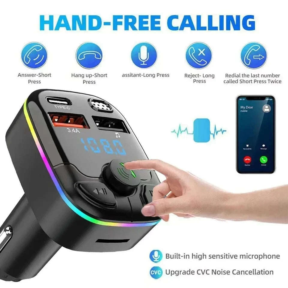 Bluetooth Car FM Transmitter with PD Fast Charging-black / CN